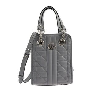 Gucci Calfskin Matelasse Chevron Mini GG Marmont Tote Grey